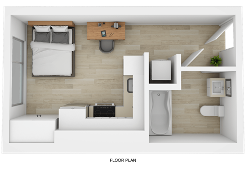 Floor plan for studio, 1 bath, 297 sqft